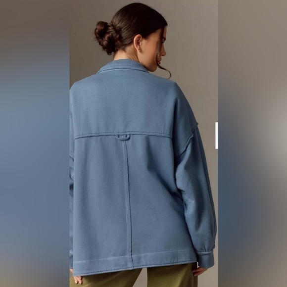 Anthropologie Pilcro Blue Microfleece Button Front Jacket - Picture 8 of 9